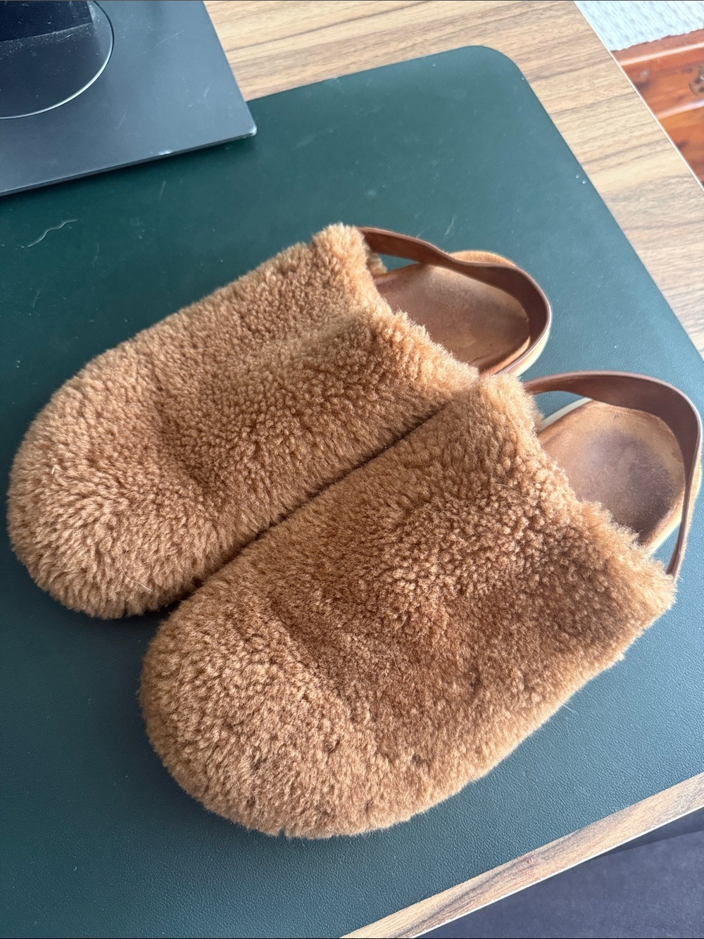 Dear Frances Brown Shearling Mules – Size 39